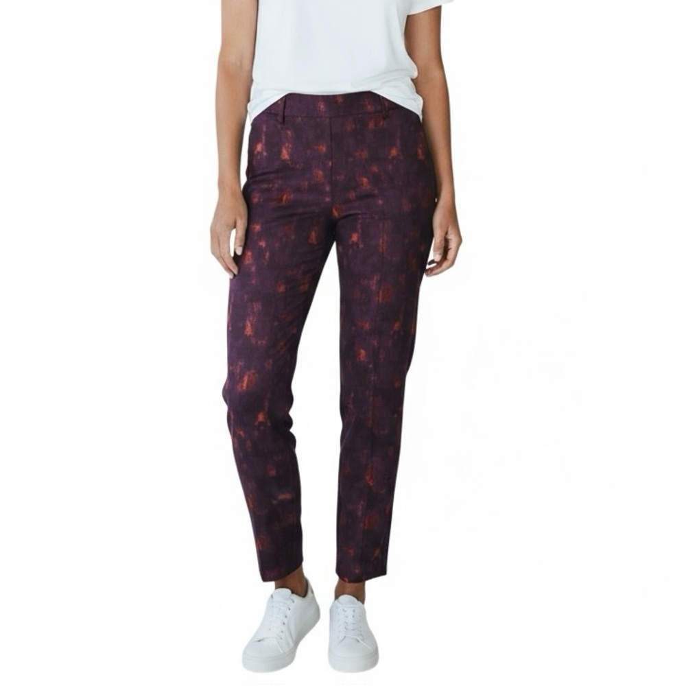 LORD & TAYLOR Purple & Copper Pattern Twill Ankle Trouser Pants NWT